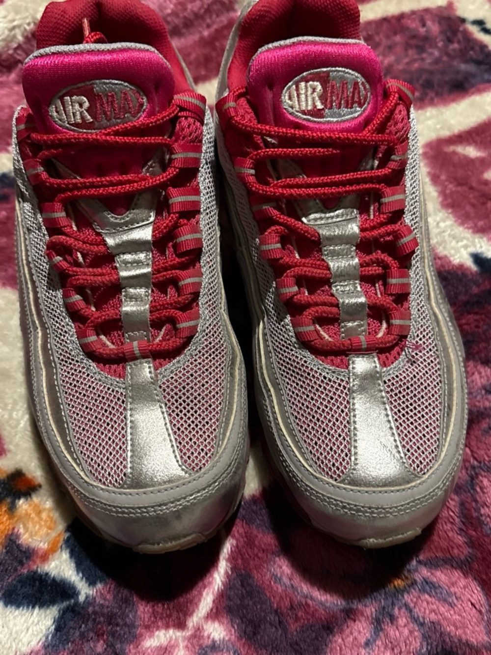 Nike Women's Pink and Silver Air Max Sneakers